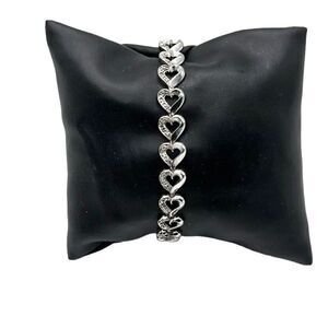 DIAMOND STERLING SILVER Heart Infinity Link Tennis Bracelet Double Safety Clasp